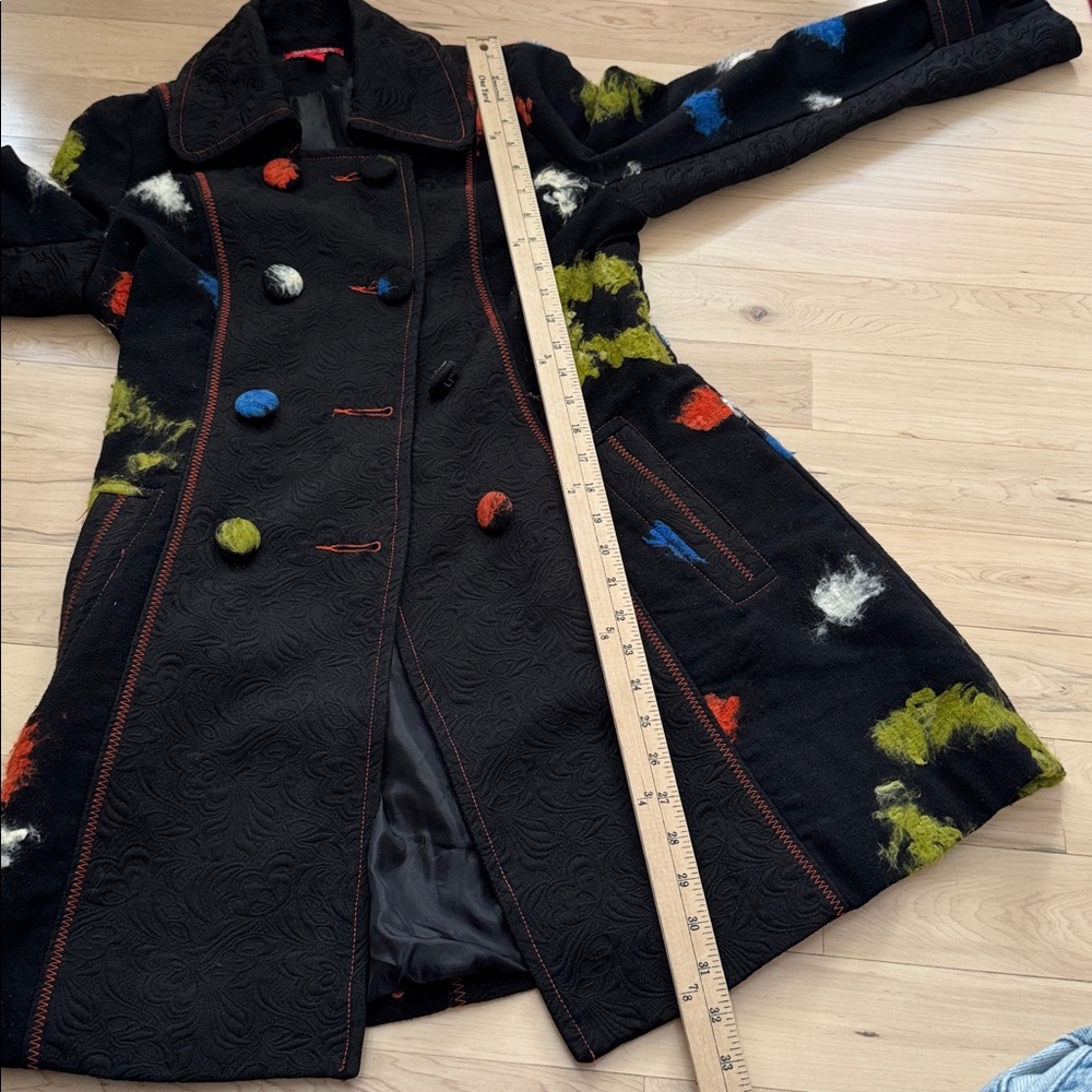 Vintage-Abstract Fuzzy Inlay Pieced Jacket Coat-Y2K-S - Picture 6 of 8